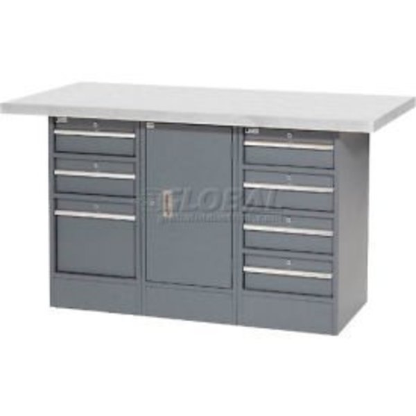 Global Equipment Workbench w/ Laminate Top, 7 Drawers   1 Cabinet, 60"W x 30"D, Gray 239166
